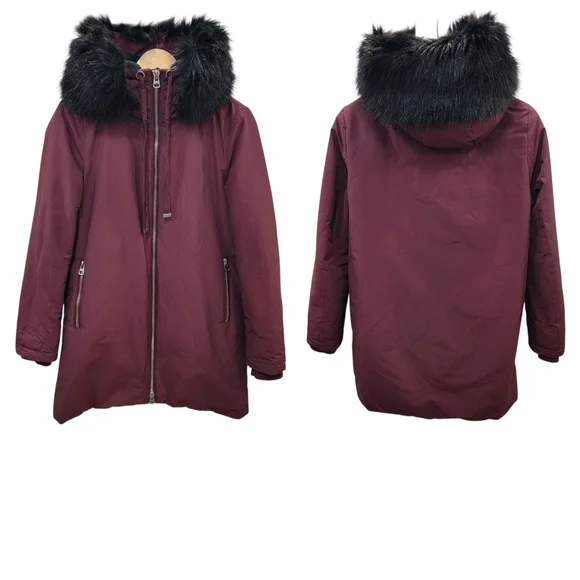 Zara Parka Acolchada Water Repellent Winter Coat Faux Fur Hooded Women’s Small - Picture 15 of 16